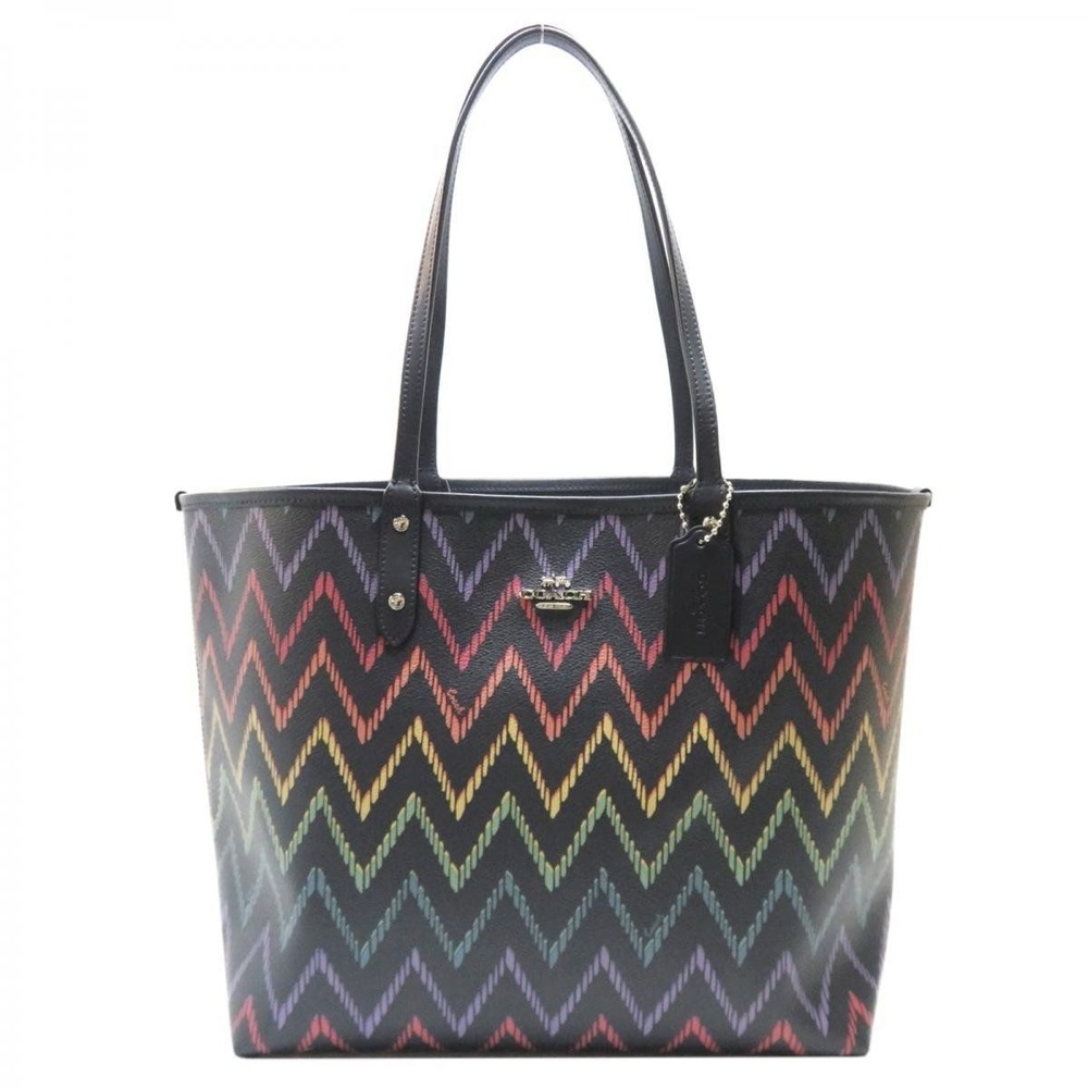 COACH REVERSIBLE CITY TOTE PURSE BAG WITH GEO CHEVRON PRINT NEW